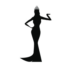 Silhouette of a girl in a black dress with crown