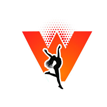 recommend clip art: Logo design letter W with a girl silhouette dancing
