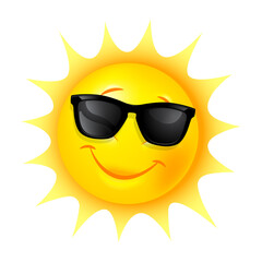 Smiley Sun With Sunglasses Vector Illustration and design character this illustration can be used as a Sticker, Label, or Clipart. 