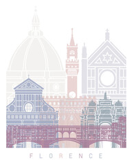 Florence skyline poster pastel color