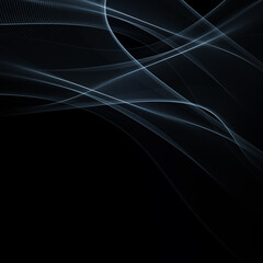 Smoke wave background on black background. Smooth vector design flow of transparent smoke.