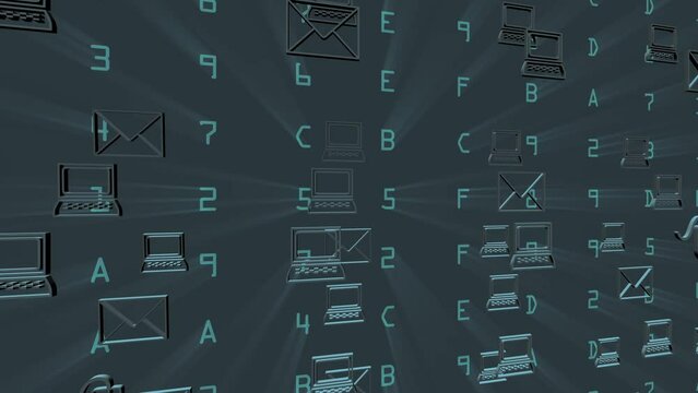 Data flowing at speed in cyberspace animation