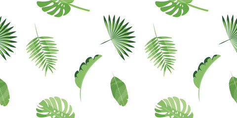 tropical seamless pattern with leaves. Summer tropical background. vector illustration