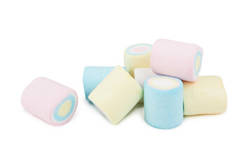 Marshmallows of different colors isolated