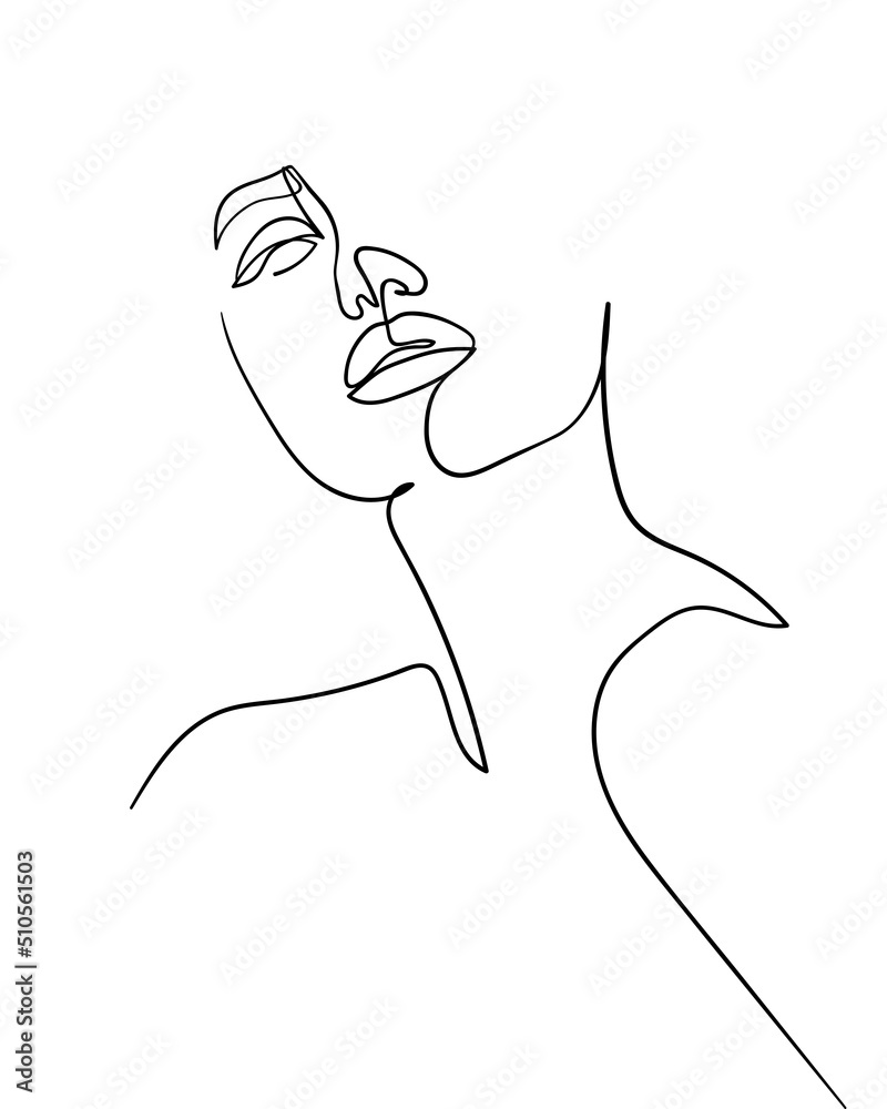 Wall mural One line drawing face and body. Modern minimalism art. - Vector illustration - Wall murals