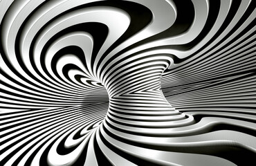 Fondo abstracto en espiral en blanco y negro. Túnel abstracto o agujero infinito en concepto de vértigo.