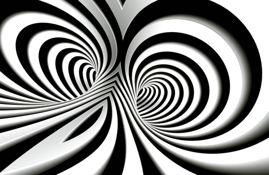 Fondo abstracto en espiral en blanco y negro. T&uacute;nel abstracto o agujero infinito en concepto de v&eacute;rtigo.
