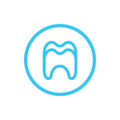 Dental logo vector template, tooth icon in line art style