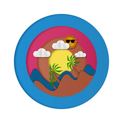 Summer paper cut illustration 