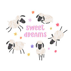 Cute lambs composition with text