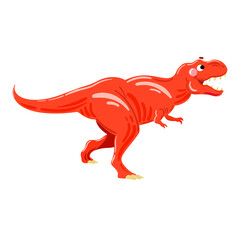 Tyrannosaurus illustration. Red vector t-rex dinosaur, cartoon style. Dinosaur cartoon isolated. 