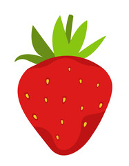 Strawberry front view. Berry in cartoon style.