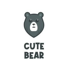 Cute bear head illustration logo