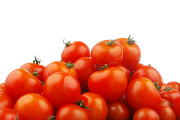 Many tomatoes isolated on white background	