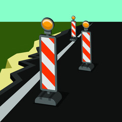 vertical panel on road, signalling, vector illustration