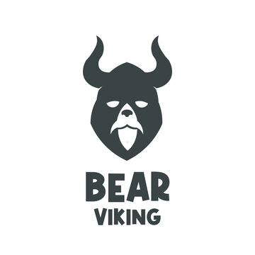 Simple Viking bear head icon illustration logo