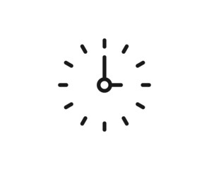 Clock line icon on white background