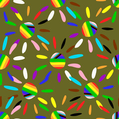 Seamless pattern with lgbt suns. Diversity concept.