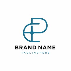 letter cp pc logo design