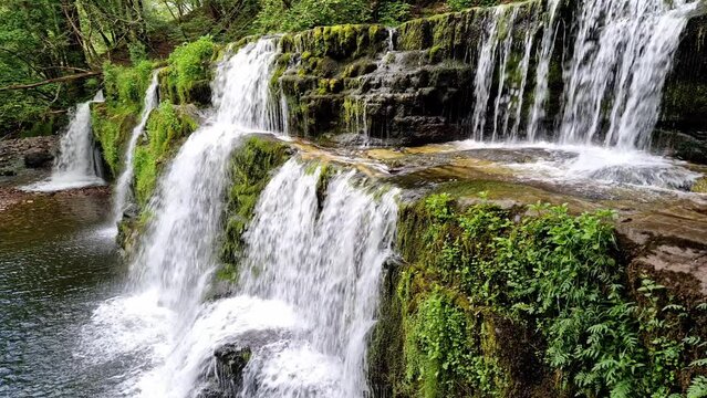 Waterfalls in the National Park in England Brecon Beacons 2022.