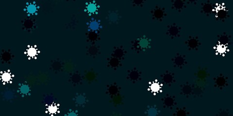 Obraz na płótnie Canvas Light blue, green vector pattern with coronavirus elements.