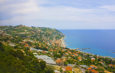 Naklejka na ściany i meble Panoramic top view of the coastline from the Route Provence France