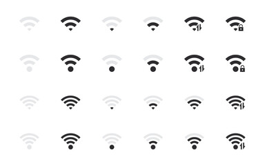 Wifi sign set. Conceptual wifi vector symbols. Wireless internet signal bars. Vector icons