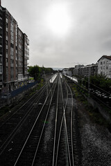 Fototapeta na wymiar Railway in city