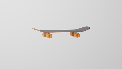 Minimalism Skateboard emoji. On white background. 3d render