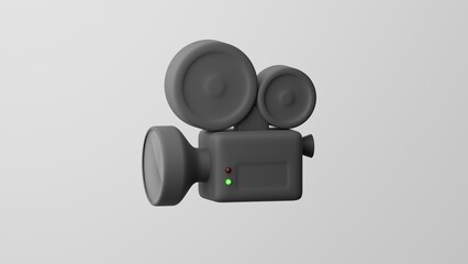 Minimalism Movie Camera, film emoji, movies symbol. On white background. 3d render