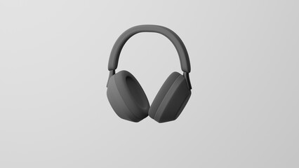 Minimalism Headphone, music emoji, earphone symbol. On white background. 3d render