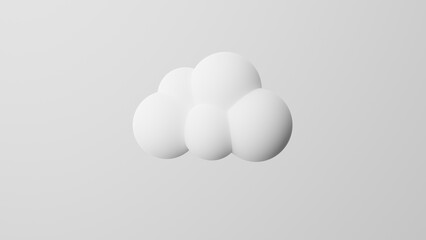 Minimalism Cloud, cloudy weather emoji, Overcast symbol. On white background. 3d render