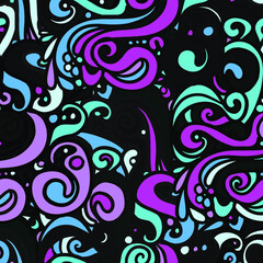 Seamless bright colorful wavy doodle background for your design