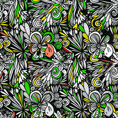 Seamless bright colorful wavy doodle background for your design