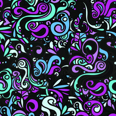 Seamless bright colorful wavy doodle background for your design