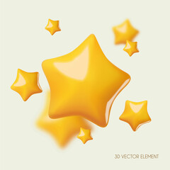 3D yellow stars. Win, award and show design element.