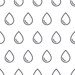 Outline rain drop in vector seamless pattern. Flat icon of water raindrop or oil isolated on white background. Natural aqua illustration shape weather liquid sign EPS 10 element