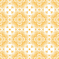 Yellow Mandala Geometric Vector Seamless Pattern