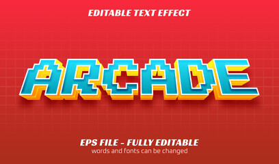 arcade pixel editable text style effect - obrazy, fototapety, plakaty