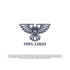 Obraz premium Owl bird logo line vector illustration. modern logo design flat