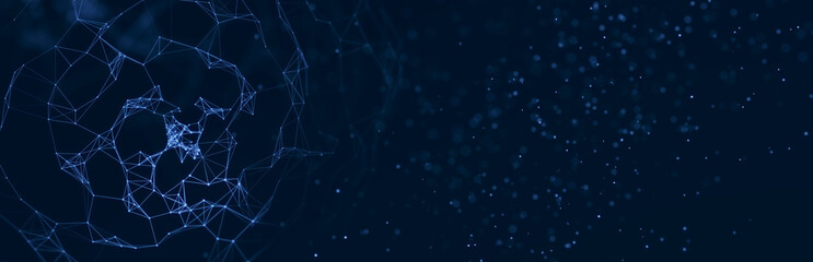 Digital technological background. Abstract structure with connected dots and lines. Big data. 3D rendering.