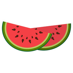 Vector illustration two juicy slices of watermelon