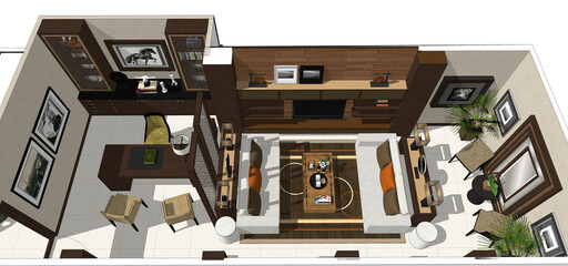 Topview living room design 