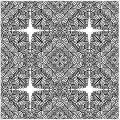 Seamless pattern abstract ethnic  art mandala. Black and white. 