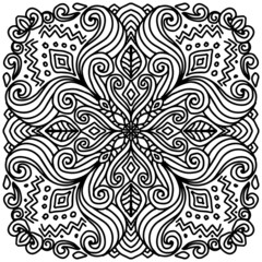Abstract ethnic  art mandala on black and white.