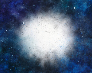 Cosmic background for your design. Night sky card with empty space. Watercolor hand drawn illustration made in procreate