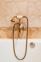 water tap and shower head in retro style. vintage interior.