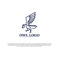 Owl bird logo line vector illustration. modern logo design flat