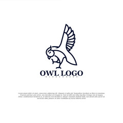 Owl bird logo line vector illustration. modern logo design flat