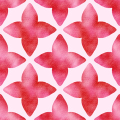Watercolor seamless floral background in red and white.